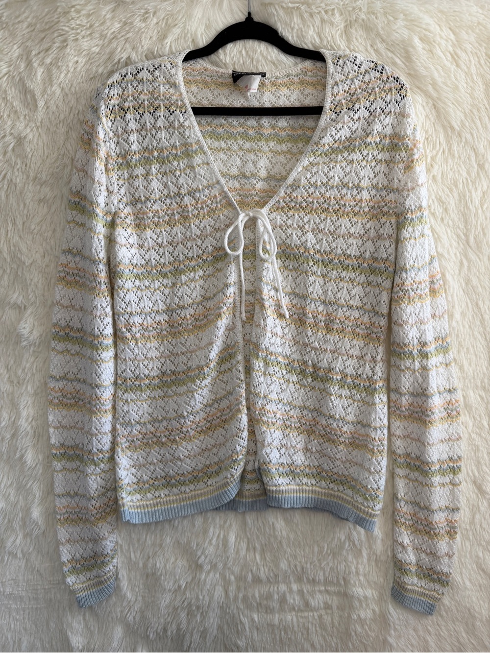 Vintage Excelsior Womens Fairycore Stripe Cardigan L White Coquette Soft Girl